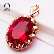 หรูหรา Rose Gold 585 สีแดงทับทิมสร้อยคอจี้ 14k Pure Gold Caf เครื่องประดับใหม่มาถึงหญิง < Ne1> Gold