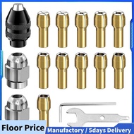 16Pcs Drill Chuck Collet Set, 1/32 to 1/8inch Drill Chuck Collet Set with 11Pcs Brass Collet, 3Pcs C