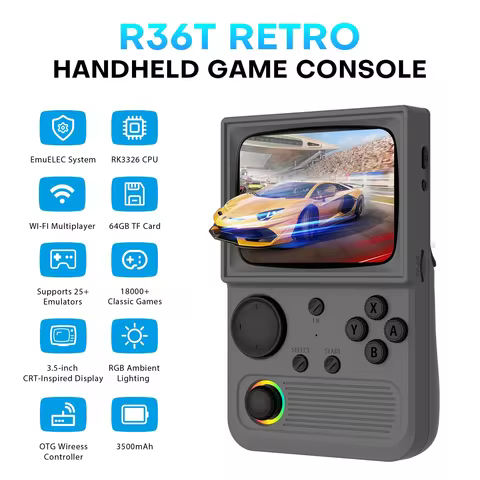 AISLPC R36T Handheld Game Console 18000+Game 3.5'' IPS Screen Wi-Fi Multiplayer Portable Pocket TV V