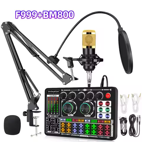 BM800 Professional Condenser Microphone Kit Singing Mic Computer Recording Live Streaming F999 Sound