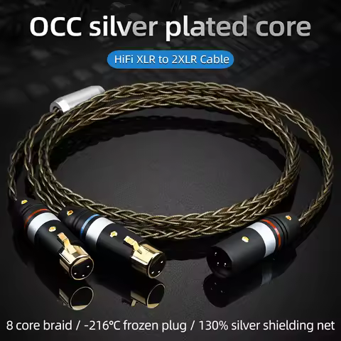 ATAUDIO Hifi Occ Silver-plated XLR To 2XLR Cable High Quality XLR 2 Splitter Y XLR Audio Cable