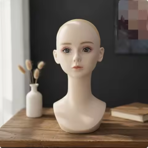 Mannequin Head with Shoulders Realistic Manikin Head with Shoulders Hairpiece Display Bust Matte Smo