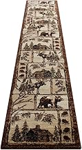 Masada Rugs, Bear Cabin Moose Area Rug (2 Feet 4 Inch x 10 Feet 9 Inch) Long Runner.