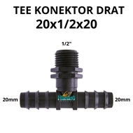 Tee connector 20x1/2"x20mm T connector Connection 1/2 Inch Outer Thread