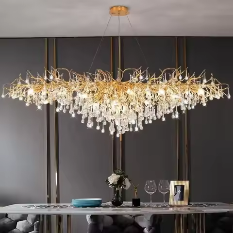 Nordic G9 Luxury Crystal Chandeliers Gold Chrome Water Drop Pendant Light Living Room Hotel Hall Vil