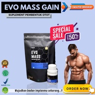 EVOMASS GAIN - l men protein pembentuk otot suplemen penggemuk badan permanen bpom asli vitamin gemu