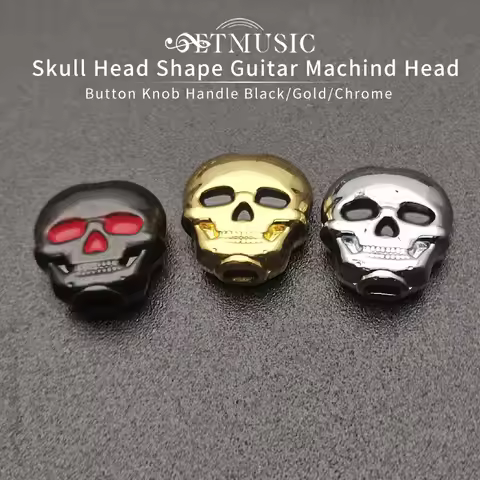 6Pcs Plastic Skull Head Shape Guitar Tuning Peg Tuner Machine Head Replacement Button Knob Handle Bl