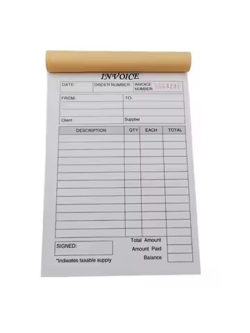 1pc (30 Sets) Handheld 3-Part Carbonless Invoice Book with Yellow & Pink Copies Work Orders Invoice 