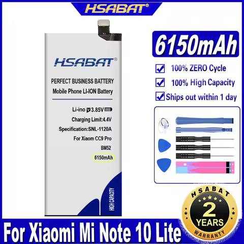 HSABAT BM52 6150mAh Battery for Xiaomi Mi Note 10 / Mi Note 10 Lite / Mi Note 10 Pro / Mi CC9 Pro M1