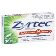 HX澳洲过敏药Zyrtec 速效药缓解花粉热和过敏症状 喷嚏流鼻涕鼻子痒眼睛痒流泪荨麻疹发痒皮疹