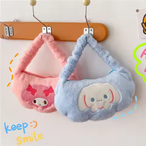 Sanrio Plush Cartoon Handbag Kurumi Messenger Bag, Girls' Cute Bag