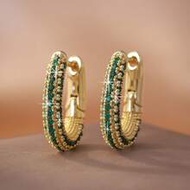 1 Pair Luxury Jewelry, Gold-Plated U-Shape Decorated Glamorous Earrings, Suitable For Women Daily We