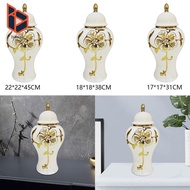 blesiya Porcelain Ginger Jar, Flower Vase, Glaze, Decorative with Lid, Storage Pot, Temple Jar, Ging