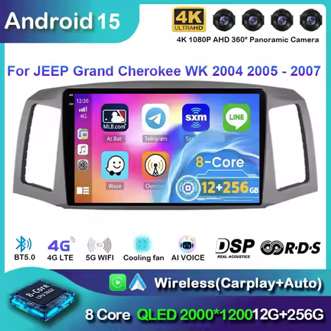 Android 15 For JEEP Grand Cherokee WK 2004 2005 2006 2007 Carplay Auto Multimedia Car Radio Navigati