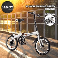 SANCY 16 Inch Folding Speed Bicycle Double Disc Brake For Childrens Shock Absorber Bike - Fulfilled by SANCY