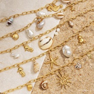 Necklace Stainless Steel Seahorse with Titanium Steel Waterproof Shell Stainless Steel Tena Element 