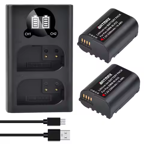 Batmax DMW-BLK22 BLK22 2280mAh Battery +LED USB Dual Charger For Panasonic LUMIX DC-S5,DC-S5K,GH5 II