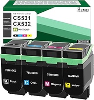 CS531 CX532 Standard Yield Toner Cartridge with New Chip 75M10K0 75M10C0 75M10M0 75M10Y0 Replacement