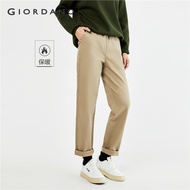 GIORDANO Women Pants Drawstring Elastic Waist Fleece-Lined Soft Warm Pants Solid Color Simple Fashio