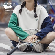 MADEN brand 2024 Autumn New Ladies Fashion American Retro Academy Style Contrast Hoodie Oversize Rag