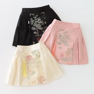 Chinese Style Hanfu New Chinese Style Horse Skirt Children's Skirt Anti-glare Retro Pleated Skirt Ho