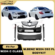 W204 Mercedes Benz C Class C180 C200 AMG C63 Bodykit Front Bumper Side Skirt Rear Bumper PP Material