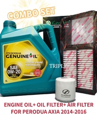 PERODUA ENGINE OIL FULLY SYNTHETIC 0W20 4L(FOC OIL FILTER/AIR FILTER AXIA 2014-2016)