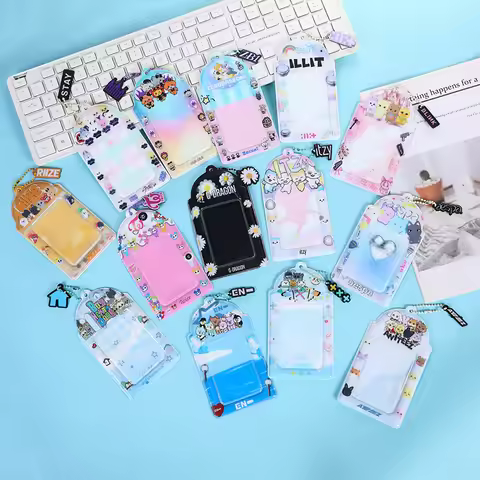 Acrylic Cartoon Photocard Holder Keychain Featuring Stray Kids Twice ILLIT RIIZE For ID Card Credit 