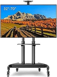Tv Rack stand wall bracket Portable TV Cart Shelf with Monitors Shelf, Large Heavy Duty Black Rolling TV Stand, fit 32"- 70" TV, Support 80 kg TV Rack