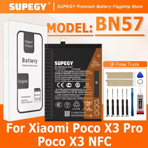 100% New High Quality 6160mAh BN57 Battery For Xiaomi Poco X3 Pro / Poco X3 NFC Batteries + Free Too