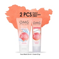 Paket OMG Oh My Glow Peach Glowing Skincare 3 pcs/ 2 pcs (Face Wash Toner Cream)