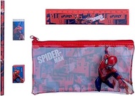 CARTOON Spiderman Marvel Stationery Set 5 Piece Accessories with Tombolino Pencil Case for Kids, red