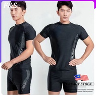 【F&S】Ready stocks Men's swimming suit Men Tshirt + Shorts swimming trunk man Swim Suit 2 Set waterpr