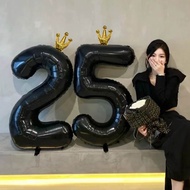 40inch Gold Crown Black Number Foil Balloon Gaint Number Balloon 0 1 2 3 4 5 6 7 8 9 Black Gold Birt