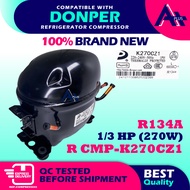 (270W) 1/3HP R CMP-K270CZ1 DONPER Refrigerator Compressor R134A PETI SEJUK AC KOMPRESSOR MOTOR FREEZ