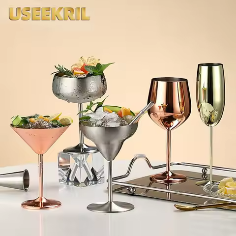 304 Stainless Steel Cocktail Glass Red Wine Cup Flute Champagne Cup Metal Cup Bar Martini Cup