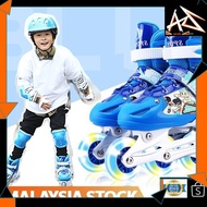 MALAYSIA UP📣(AZWAR SHOP) 🔥Full Set🔥Adjustable Straight Children Stable Flashing Skate Roller