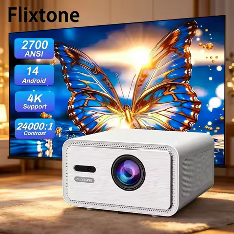 Flixtone D9W Mini Pro 1080P Projector 2700 ANSI Full HD 4K Projectors for Home Theater Movies Androi