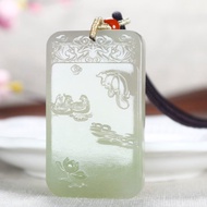 秒殺價 然新疆和田玉籽料關公圓牌吊墜 玉質細膩油潤