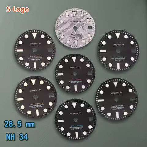 S Logo Nnew28.5mm NH34 GMT Dial Black Gold Border nail Movement Ice Blue Luminous Meteorite Watch Mo