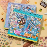 BANANA1Z6 Scenery Stickers, 10 Scenes PET Sticker Book,  Book Swimwear Shop Scene Bakery Post Office