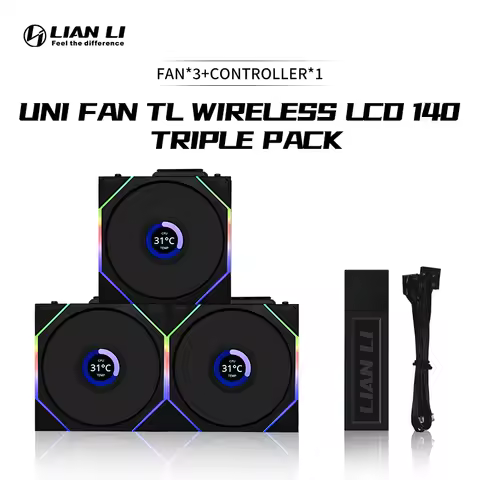 Lian-Li UNI FAN TL Wireless LCD 140 Triple Pack With Controller