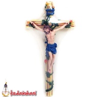 Hanging Wall Cross Flower Motif Statue Corpus Jesus 40cm Fiberglass Statue Home Spiritual Supplies
