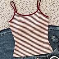 Tween Girls Pink And Burgundy Brazil Print Contrast Color Casual Camisole Tank Top, Fitted Sports Ca