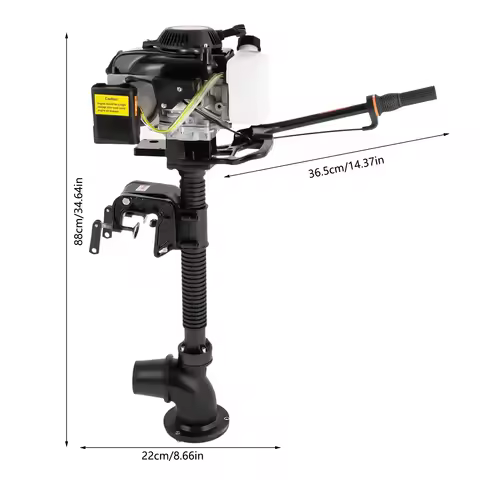 4-Stroke 4HP Outboard Motor Short Shaft, 55CC 5500RPM Heavy Duty Fishing Boat Engine with CDI Igniti