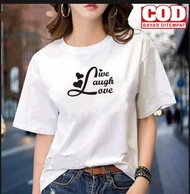 KAOS LIVE LAUGH LOVE bahan babytery good quality