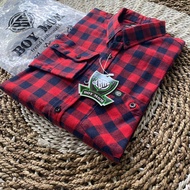 Kemeja Flanel Dewasa Pria Wanita Hitam Garis Coklat