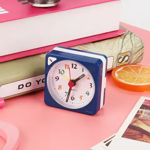 Battery Alarm Clock Snooze Alarm Clock Mini Travel Table Alarm Clock Quartz LED Light with Snooze Fu