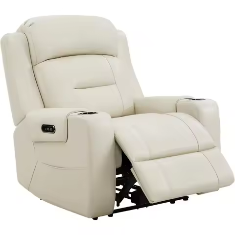 Watson & Whitely Genuine Leather Power Recliner Chairs for Adults, Lay Flat Recliner with Power Head
