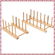 [W Y D H] 2PCS Bamboo Dish Plate Bowl Cup Book Pot Lid Cutting Board Drying Rack Stand Drainer Stora
